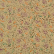 Load image into Gallery viewer, Sanskriti Vintage Sarees Beige Kantha Printed Pure Cotton Sari 5yd Craft Fabric
