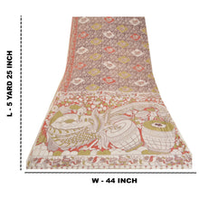 Load image into Gallery viewer, Sanskriti Vintage Sarees Mauve Peacock Kalamkari Printed Pure Cotton Sari Fabric
