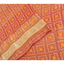Load image into Gallery viewer, Sanskriti Vintage Sarees Red Bandhani Print Woven Pure Cotton Sari Craft Fabric
