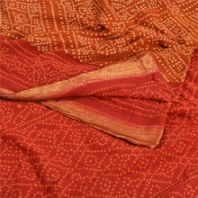 Load image into Gallery viewer, Sanskriti Vintage Sarees Red Bandhani Print Zari Border Pure Cotton Sari Fabric
