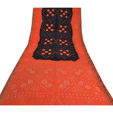 Load image into Gallery viewer, Sanskriti Vintage Sarees Orange/Black Pure Cotton Bandhani Printed Sari Fabric
