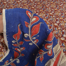 Load image into Gallery viewer, Sanskriti Vintage Sarees Handmade Kalamkari Peacock Print PureCotton Sari Fabric
