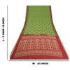 Sanskriti Vintage Sarees Green/Red Hand-Woven Pure Cotton Sari 5yd Craft Sustainable Fabric