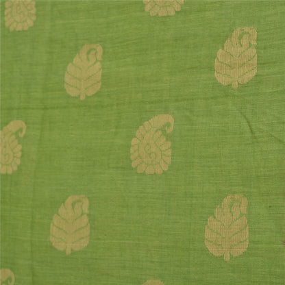 Sanskriti Vintage Sarees Green/Red Hand-Woven Pure Cotton Sari 5yd Craft Sustainable Fabric