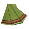 Sanskriti Vintage Sarees Green/Red Hand-Woven Pure Cotton Sari 5yd Craft Sustainable Fabric