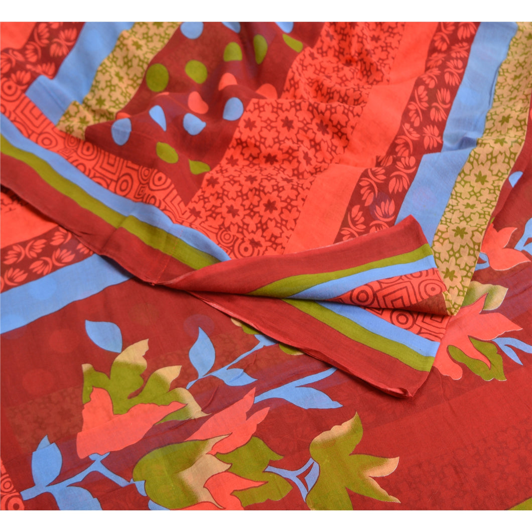 Sanskriti Vintage Sarees Multi Pure Cotton Printed Sari Soft Floral Craft Fabric