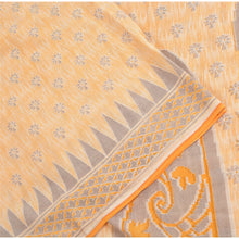 Load image into Gallery viewer, Sanskriti Vintage Sarees Peach/Gray 100% Pure Cotton Printed Sari Craft Fabric
