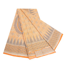 Load image into Gallery viewer, Sanskriti Vintage Sarees Peach/Gray 100% Pure Cotton Printed Sari Craft Fabric
