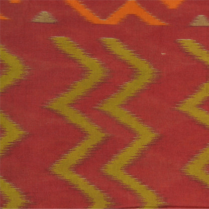 Sanskriti Vintage Sarees Indian Red Ikat Printed Pure Cotton Sari Craft Sustainable Fabric
