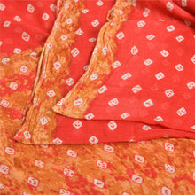 Load image into Gallery viewer, Sanskriti Vintage Sarees Red/Brown Bandhani Print Pure Cotton Sari Craft Fabric
