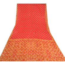 Load image into Gallery viewer, Sanskriti Vintage Sarees Red/Brown Bandhani Print Pure Cotton Sari Craft Fabric
