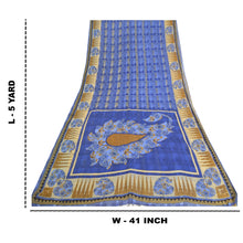 Load image into Gallery viewer, Sanskriti Vintage Sarees Indian Blue Pure Cotton Printed Sari 5yd Craft Fabric
