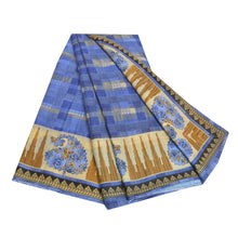 Load image into Gallery viewer, Sanskriti Vintage Sarees Indian Blue Pure Cotton Printed Sari 5yd Craft Fabric
