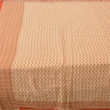 Load image into Gallery viewer, Sanskriti Vintage Sarees Cream/Orange Printed Pure Cotton Sari 5yd Craft Fabric
