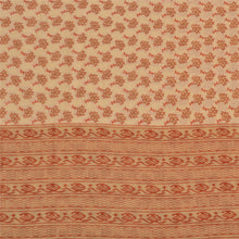 Load image into Gallery viewer, Sanskriti Vintage Sarees Cream/Orange Printed Pure Cotton Sari 5yd Craft Fabric
