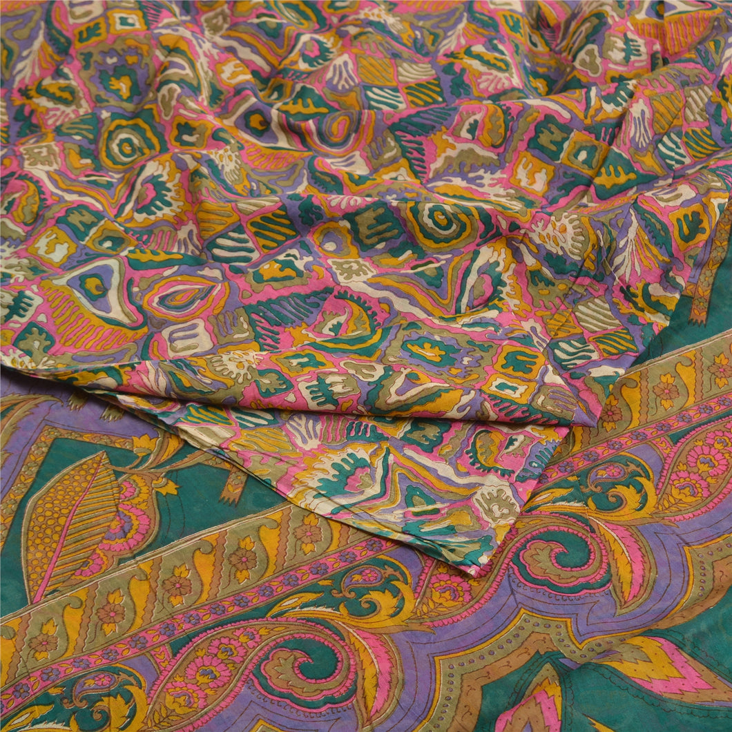 Sanskriti Vintage Sarees Indian Multi 100% Pure Cotton Printed Sari Craft Fabric