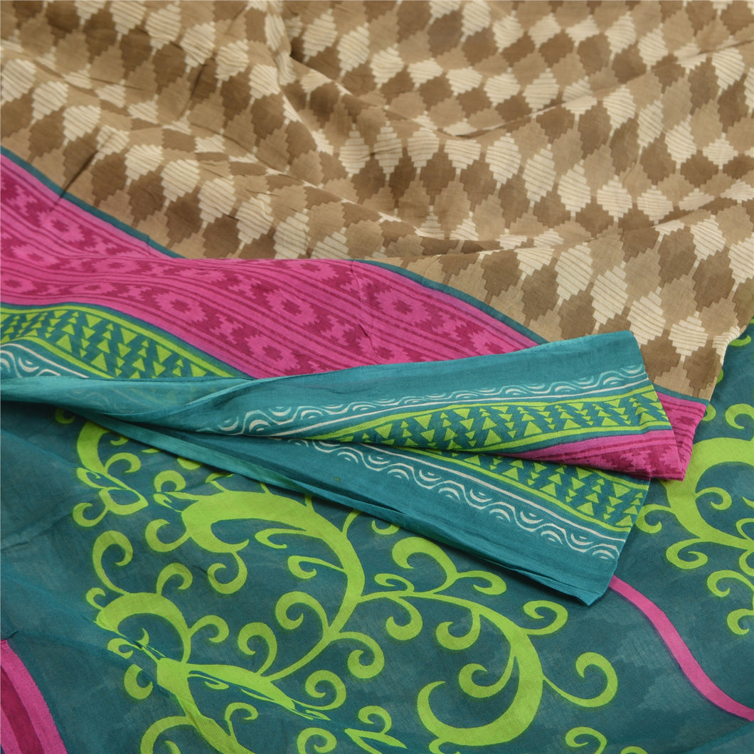 Sanskriti Vintage Sarees Indian Multi 100% Pure Cotton Printed Sari Craft Fabric
