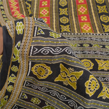 Load image into Gallery viewer, Sanskriti Vintage Sarees Indian Black 100% Pure Cotton Printed Sari Craft Fabric
