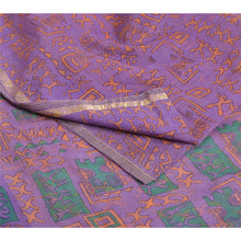 Load image into Gallery viewer, Sanskriti Vintage Sarees Purple Printed Kota Woven Pure Cotton Sari Craft Fabric

