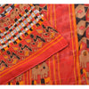 Sanskriti Vintage Sarees Red Patan Patola Print Pure Cotton Sari Craft Sustainable Fabric