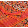 Sanskriti Vintage Sarees Red Patan Patola Print Pure Cotton Sari Craft Sustainable Fabric