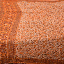 Load image into Gallery viewer, Sanskriti Vintage Sarees Indian Orange Pure Cotton Printed Sari 5YD Craft Fabric
