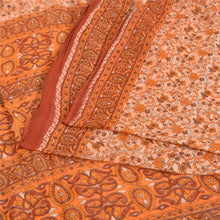 Load image into Gallery viewer, Sanskriti Vintage Sarees Indian Orange Pure Cotton Printed Sari 5YD Craft Fabric
