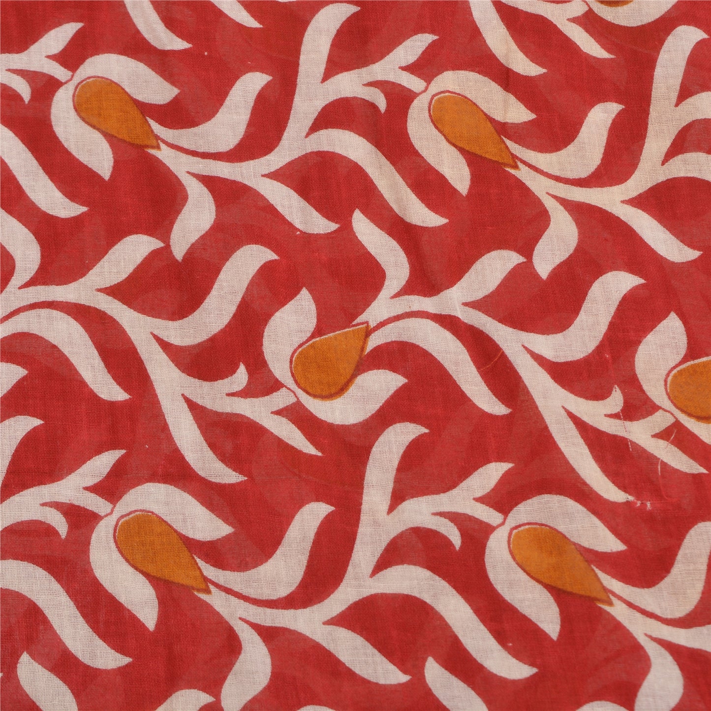 Sanskriti Vintage Sarees Red 100% Pure Cotton Printed Sari 5YD Soft Craft Sustainable Fabric