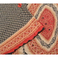Sanskriti Vintage Sarees Indian Black Pure Cotton Printed Sari 5yd Craft Fabric