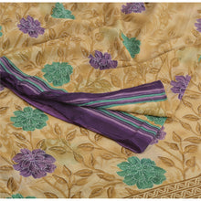 Load image into Gallery viewer, Sanskriti Vintage Sarees Cream Pure Cotton Kantha Printed Sari 5yd Craft Fabric
