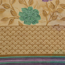 Load image into Gallery viewer, Sanskriti Vintage Sarees Cream Pure Cotton Kantha Printed Sari 5yd Craft Fabric
