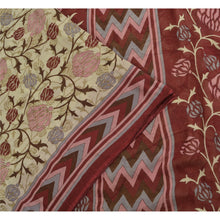 Load image into Gallery viewer, Sanskriti Vintage Sarees Pale-Cream/Red Pure Cotton Printed Sari Craft Fabric
