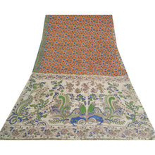 Load image into Gallery viewer, Sanskriti Vintage Sarees Handmade Kalamkari PureCotton Peacock Print Sari Fabric
