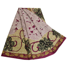 Load image into Gallery viewer, Sanskriti Vintage Sarees Purple/Ivory Pure Cotton Printed Sari 5yd Craft Fabric
