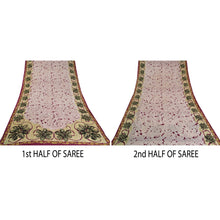Load image into Gallery viewer, Sanskriti Vintage Sarees Purple/Ivory Pure Cotton Printed Sari 5yd Craft Fabric
