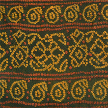 Load image into Gallery viewer, Sanskriti Vintage Sarees Green Bandhani Print Pure Cotton Sari 5yd Craft Fabric
