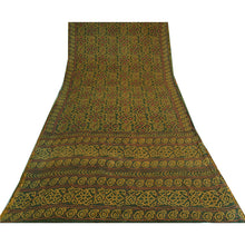 Load image into Gallery viewer, Sanskriti Vintage Sarees Green Bandhani Print Pure Cotton Sari 5yd Craft Fabric
