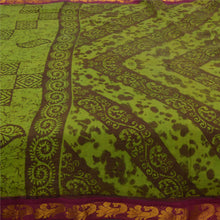 Load image into Gallery viewer, Sanskriti Vintage Sarees Green Batik Print Peacock Woven Pure Cotton Sari Fabric
