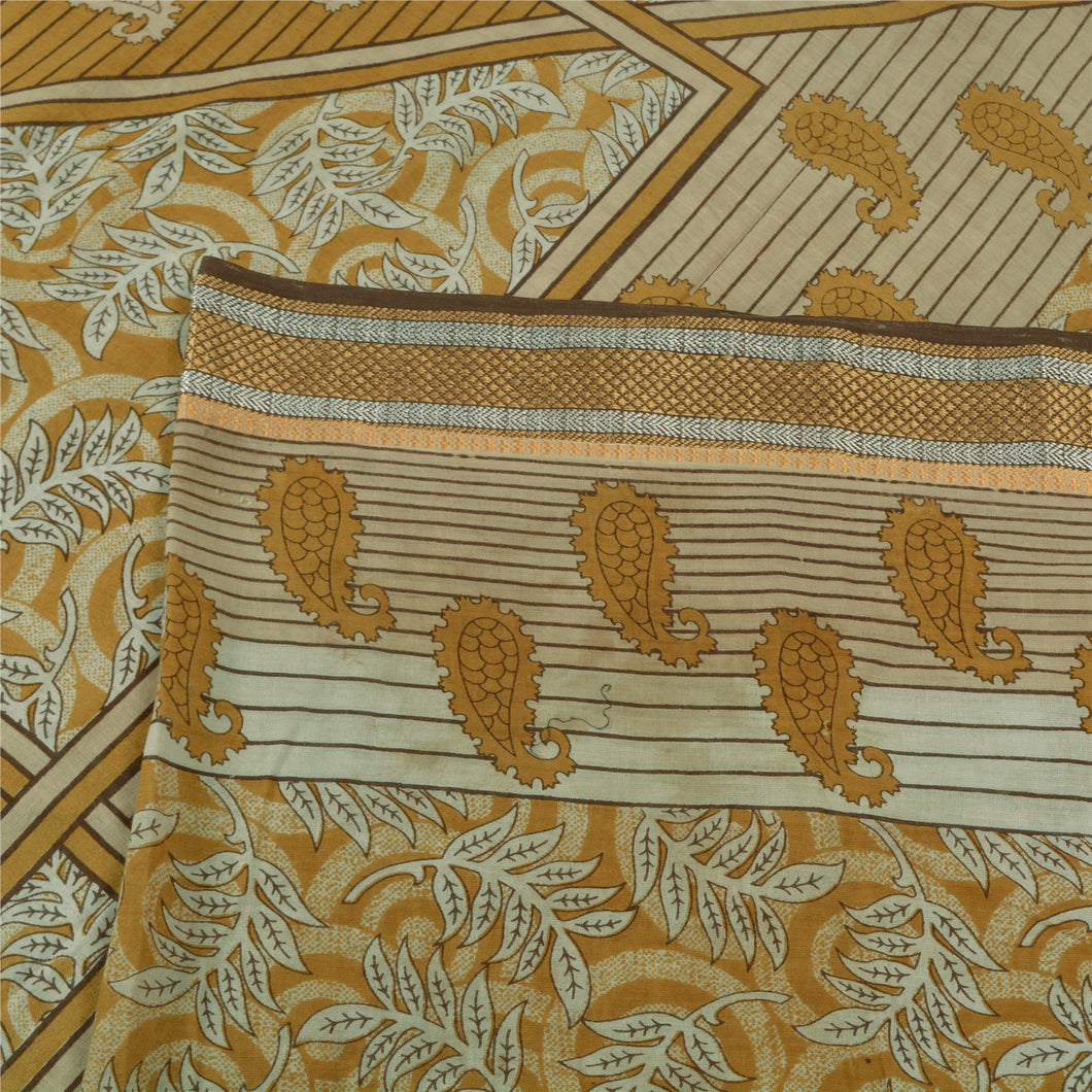 Sanskriti Vintage Sarees Heena-Green 100% Pure Cotton Printed Sari Craft Fabric