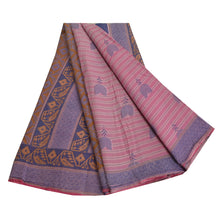 Load image into Gallery viewer, Sanskriti Vintage Sarees Pink/Blue 100% Pure Cotton Printed Sari Craft Fabric
