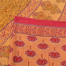 Load image into Gallery viewer, Sanskriti Vintage Sarees Indian Yellow/Red Pure Cotton Printed Sari Craft Fabric
