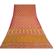 Load image into Gallery viewer, Sanskriti Vintage Sarees Indian Yellow/Red Pure Cotton Printed Sari Craft Fabric
