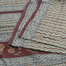 Load image into Gallery viewer, Sanskriti Vintage Sarees Gray Hand Block Print Pure Cotton Sari 5yd Craft Fabric
