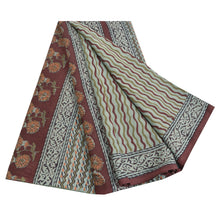 Load image into Gallery viewer, Sanskriti Vintage Sarees Gray Hand Block Print Pure Cotton Sari 5yd Craft Fabric
