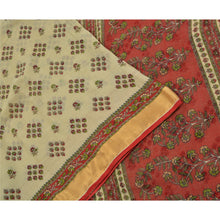 Load image into Gallery viewer, Sanskriti Vintage Sarees Cream/Red Kota Pure Cotton Printed Sari Craft Fabric

