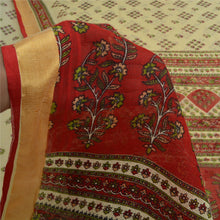 Load image into Gallery viewer, Sanskriti Vintage Sarees Cream/Red Kota Pure Cotton Printed Sari Craft Fabric
