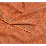 Sanskriti Vintage Sarees Saffon Printed 100% Pure Cotton Sari 5yd Craft Fabric