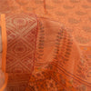 Sanskriti Vintage Sarees Saffon Printed 100% Pure Cotton Sari 5yd Craft Sustainable Fabric