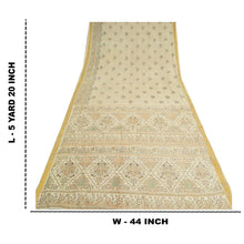Load image into Gallery viewer, Sanskriti Vintage Sarees Ivory 100% Pure Cotton Printed Sari 5yd Craft Fabric
