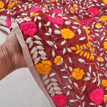 Load image into Gallery viewer, Sanskriti Maroon Heavy Dupatta Georgette Hand Embroidered Phulkari OOAK Stole
